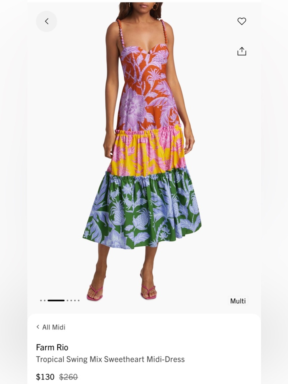FARM Rio Tropical Swing Midi Dress NWOT